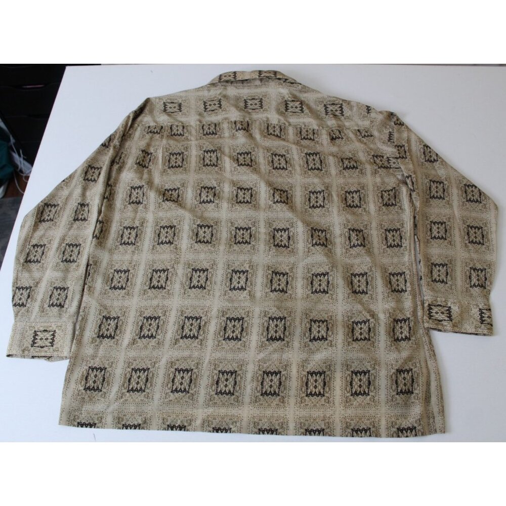 Mariscal Relax Men’s XL/EG Long Sleeve Button-Up Shirt Beige Geometric Pattern - Picture 2 of 4